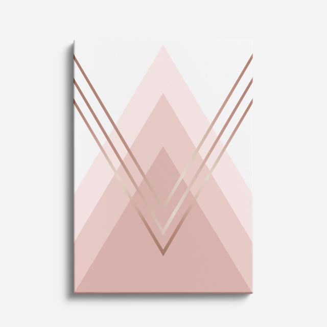 cuadro canvas abstracto geométrico niebla rosa estilo contemporáneo
