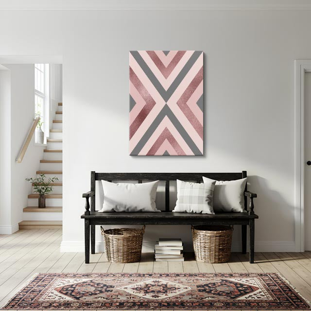 cuadro canvas abstracto geométrico cumbre rosa estilo contemporáneo