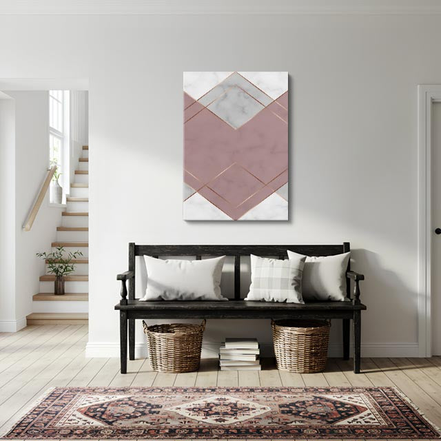 cuadro canvas abstracto geométrico chevron blanco estilo contemporáneo