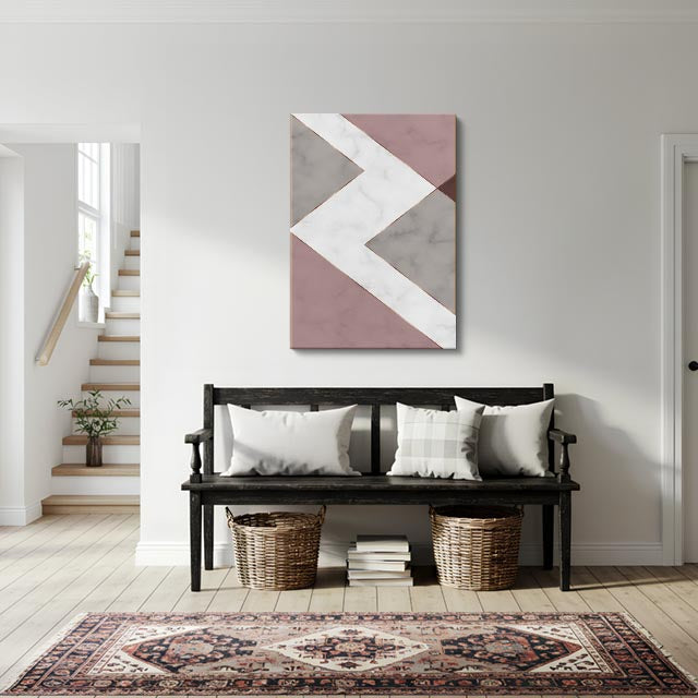 cuadro canvas abstracto geométrico pico rosa estilo contemporáneo