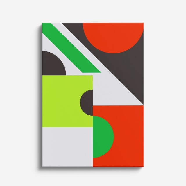 cuadro canvas abstracto geométrico corte memphis estilo contemporáneo