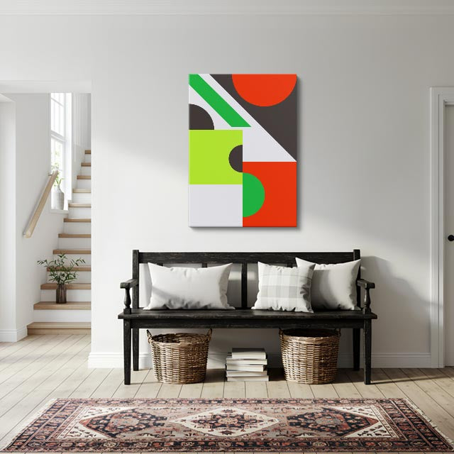 cuadro canvas abstracto geométrico corte memphis estilo contemporáneo