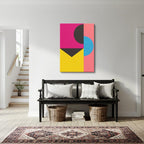 cuadro canvas abstracto geométrico curva fucsia estilo contemporáneo