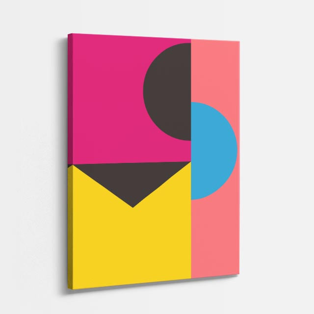 cuadro canvas abstracto geométrico curva fucsia estilo contemporáneo