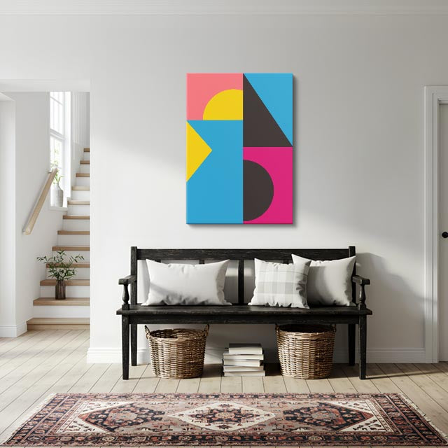 cuadro canvas abstracto geométrico plano primario estilo contemporáneo
