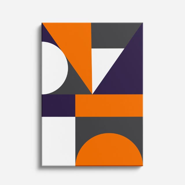 cuadro canvas abstracto geométrico sol naranja estilo contemporáneo