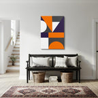 cuadro canvas abstracto geométrico sol naranja estilo contemporáneo