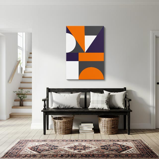 cuadro canvas abstracto geométrico sol naranja estilo contemporáneo