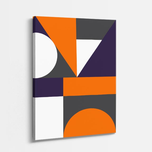 cuadro canvas abstracto geométrico sol naranja estilo contemporáneo