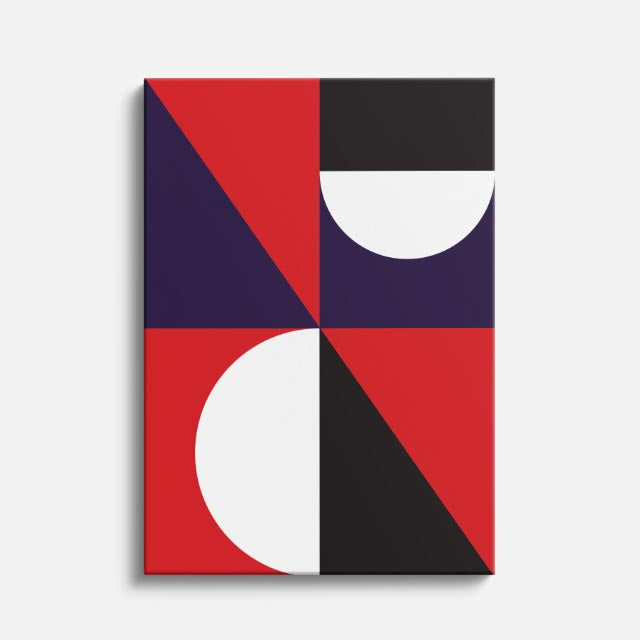 cuadro canvas abstracto geométrico esquina roja estilo contemporáneo