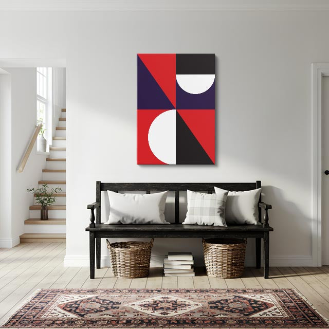 cuadro canvas abstracto geométrico esquina roja estilo contemporáneo