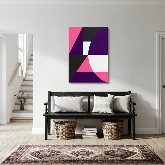 cuadro canvas abstracto geométrico panel magenta estilo contemporáneo