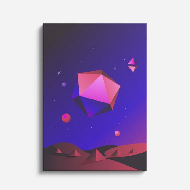 cuadro canvas abstracto geométrico prisma nocturno estilo contemporáneo