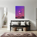 cuadro canvas abstracto geométrico orbe púrpura estilo contemporáneo