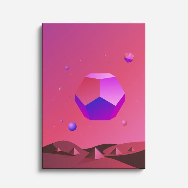 cuadro canvas abstracto geométrico orbe coral estilo contemporáneo