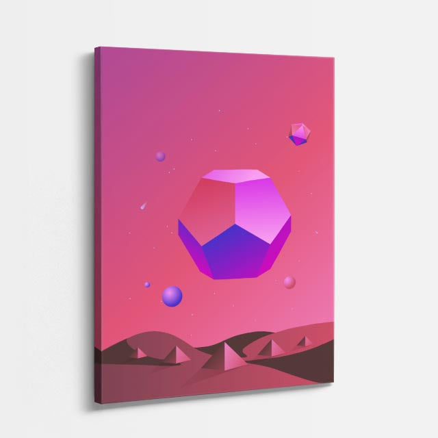 cuadro canvas abstracto geométrico orbe coral estilo contemporáneo