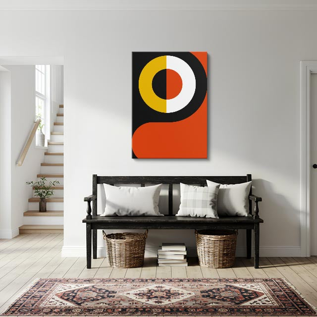 cuadro canvas abstracto geométrico círculo fuego estilo contemporáneo