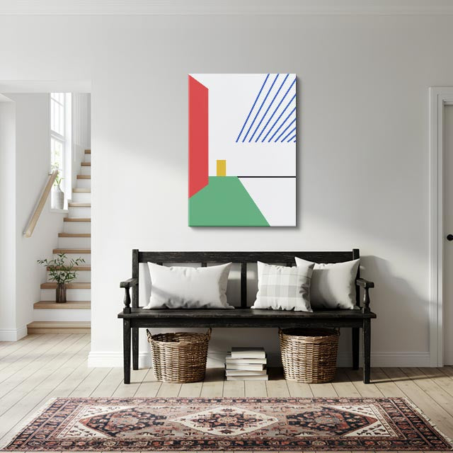 cuadro canvas abstracto geométrico marco primario estilo contemporáneo