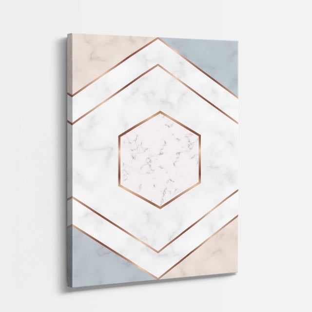 cuadro canvas abstracto geométrico hexa de mármol estilo contemporáneo