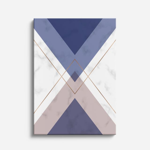 cuadro canvas abstracto geométrico x azulada estilo contemporáneo