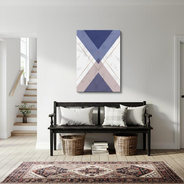 cuadro canvas abstracto geométrico x azulada estilo contemporáneo
