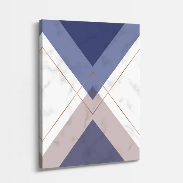 cuadro canvas abstracto geométrico x azulada estilo contemporáneo