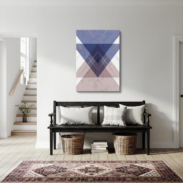 cuadro canvas abstracto geométrico velo índigo estilo contemporáneo