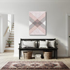 cuadro canvas abstracto geométrico chevron rosa estilo contemporáneo