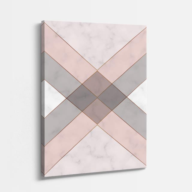 cuadro canvas abstracto geométrico chevron rosa estilo contemporáneo