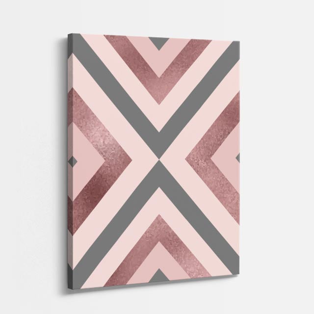 cuadro canvas abstracto geométrico x rosada estilo contemporáneo