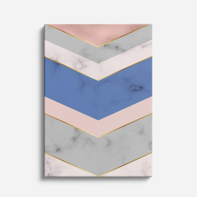 cuadro canvas abstracto geométrico chevron azul estilo contemporáneo