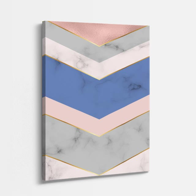 cuadro canvas abstracto geométrico chevron azul estilo contemporáneo