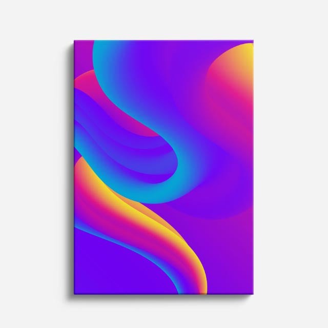 cuadro canvas abstracto geométrico neón violeta estilo contemporáneo