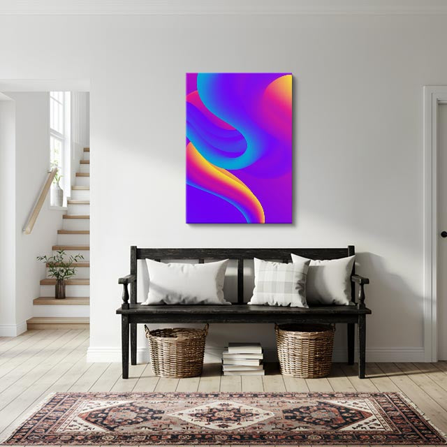 cuadro canvas abstracto geométrico neón violeta estilo contemporáneo