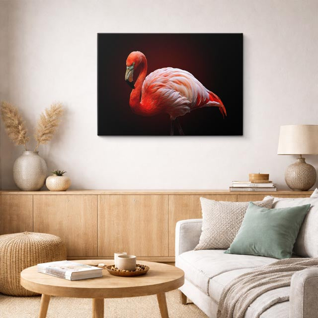 cuadro canvas animales aves flamenco coral horizontal