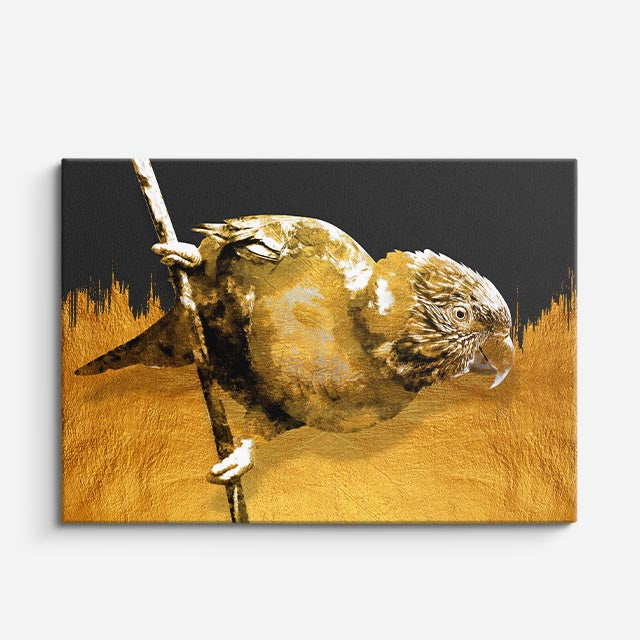 cuadro canvas animales aves eco dorado horizontal