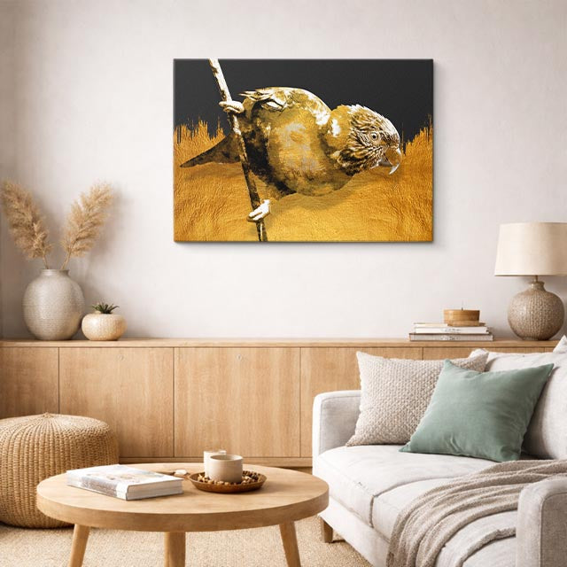 cuadro canvas animales aves eco dorado horizontal