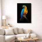 cuadro canvas aves azul tropical vertical