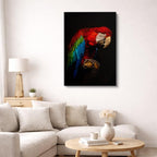 cuadro canvas aves fuego escarlata vertical