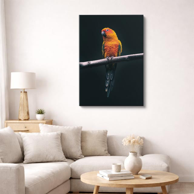 cuadro canvas aves llama del atardecer vertical