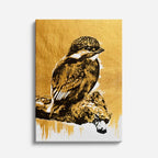 cuadro canvas aves pluma dorada vertical