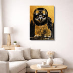 cuadro canvas aves aviador dorado vertical