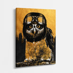 cuadro canvas aves aviador dorado vertical