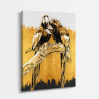 cuadro canvas aves guardianes dorados vertical
