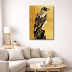 cuadro canvas aves perfil del cuervo vertical