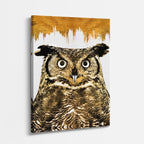 cuadro canvas aves mirada del gran búho vertical