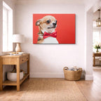 cuadro canvas mascotas moño carmesí horizontal