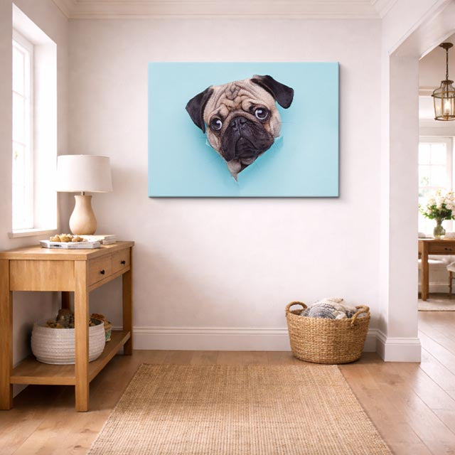 cuadro canvas mascotas retrato pug horizontal