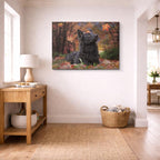 cuadro canvas mascotas bosque de otoño horizontal
