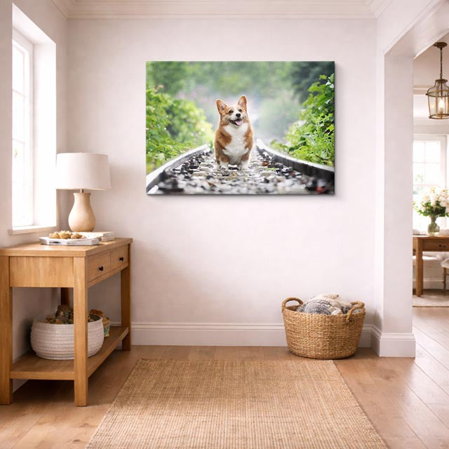 cuadro canvas mascotas rieles reales horizontal
